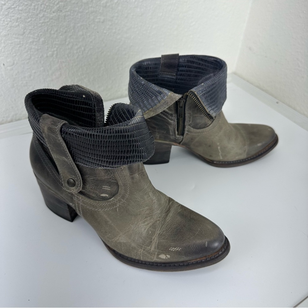 Freebird by Steven Saban Gray  Sage Distressed Ankle Fold Boots Women's 8